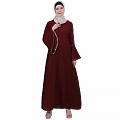 Casual A-line abaya with bell sleeves- Maroon Casual A-line abaya with bell sleeves- Maroon